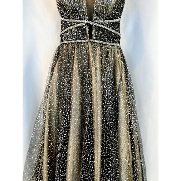 Dave & Johnny Black Sequin Halter Formal Gown $286 - Picture 4 of 14